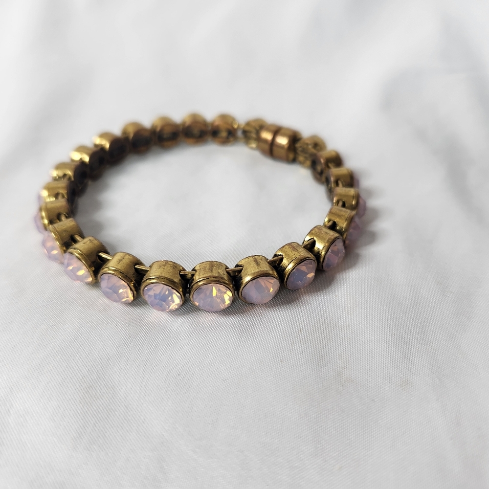 Plunder Elegant Antique Gold Pink Crystal Bracelet - Picture 3 of 5